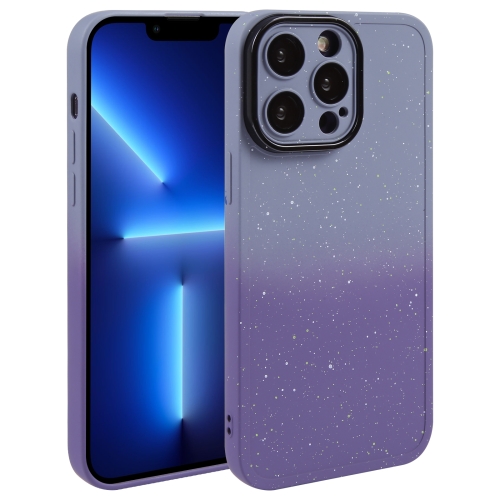 

For iPhone 13 Pro Gradient Starry Silicone Phone Case with Lens Film(Grey Purple)