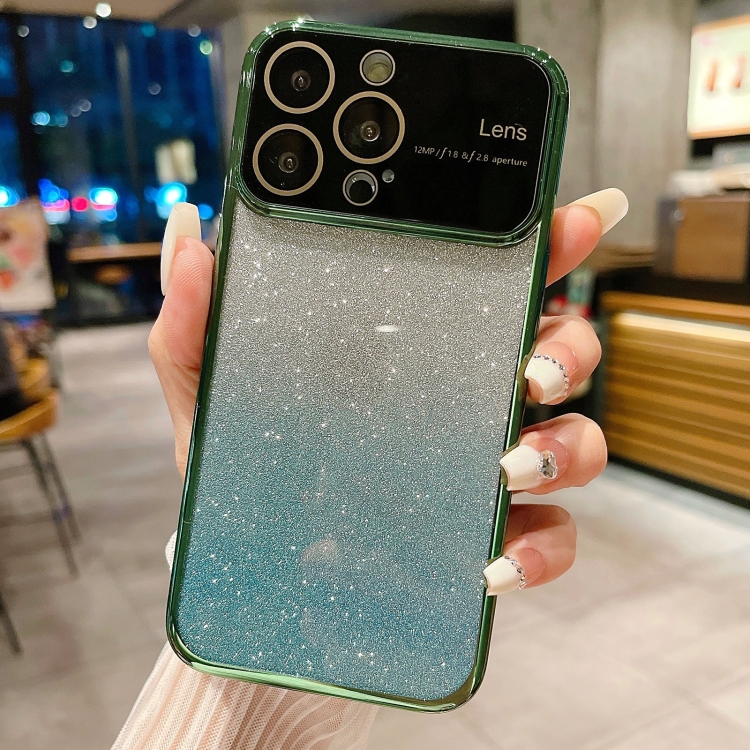 

For iPhone 12 Pro Max Electroplating TPU Gradient Phone Case(Dark Green)