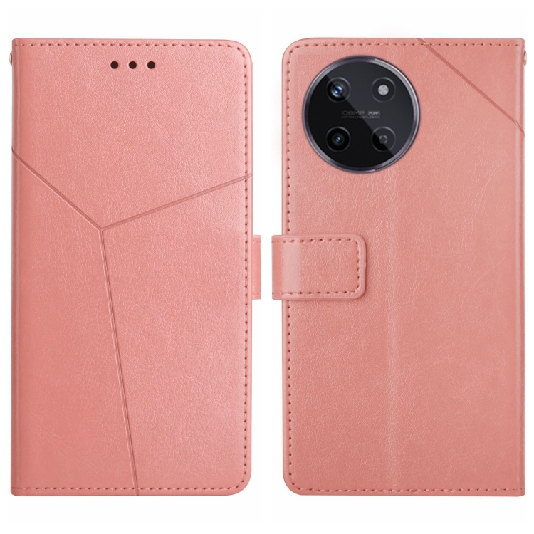 

For Realme 11 4G Global HT01 Y-shaped Pattern Flip Leather Phone Case(Pink)