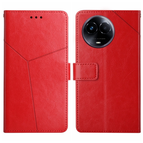 

For Realme 11 5G Global HT01 Y-shaped Pattern Flip Leather Phone Case(Red)