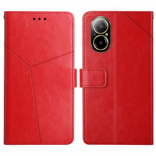 

For Realme C67 4G HT01 Y-shaped Pattern Flip Leather Phone Case(Red)