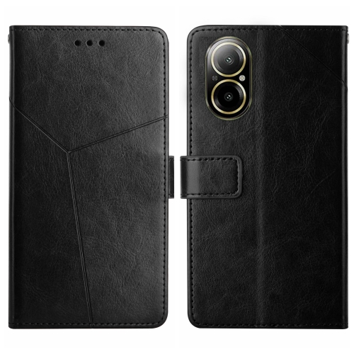 

For Realme C67 4G HT01 Y-shaped Pattern Flip Leather Phone Case(Black)