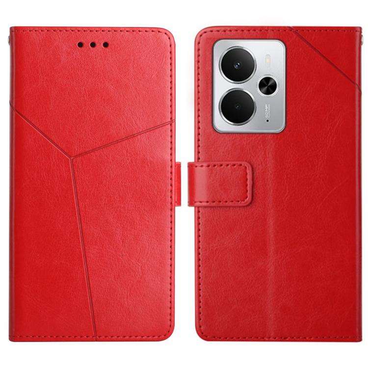 

For Realme 14 5G Global / P3 5G Global HT01 Y-shaped Pattern Flip Leather Phone Case(Red)