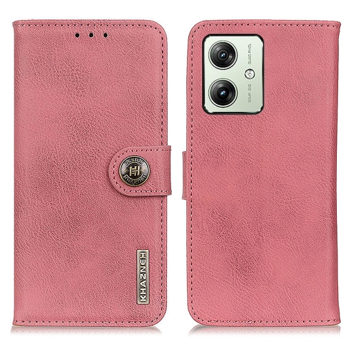 

For Motorola Moto G64 5G KHAZNEH Cowhide Texture Flip Leather Phone Case(Pink)