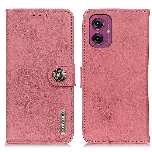 

For Motorola Moto G55 5G KHAZNEH Cowhide Texture Flip Leather Phone Case(Pink)