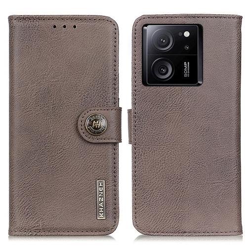 

For Xiaomi 13T 5G / Redmi K60 Ultra 5G KHAZNEH Cowhide Texture Flip Leather Phone Case(Khaki)