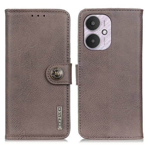 

For Xiaomi Redmi 13C KHAZNEH Cowhide Texture Flip Leather Phone Case(Khaki)