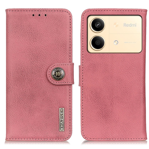 

For Xiaomi Redmi Note 13R Pro KHAZNEH Cowhide Texture Flip Leather Phone Case(Pink)
