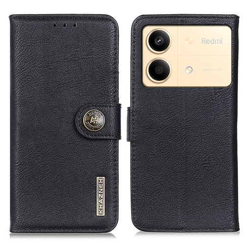 

For Xiaomi Redmi Note 13R Pro KHAZNEH Cowhide Texture Flip Leather Phone Case(Black)