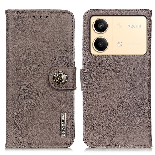 

For Xiaomi Redmi Note 13R Pro KHAZNEH Cowhide Texture Flip Leather Phone Case(Khaki)