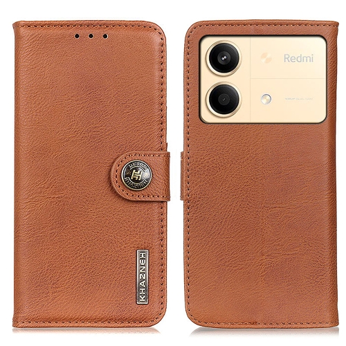 

For Xiaomi Redmi Note 13R Pro KHAZNEH Cowhide Texture Flip Leather Phone Case(Brown)