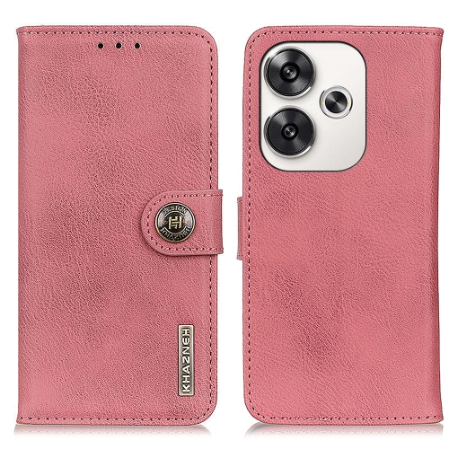 

For Xiaomi Poco F6 / Redmi Turbo 3 KHAZNEH Cowhide Texture Flip Leather Phone Case(Pink)