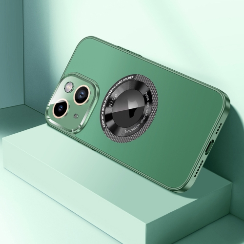 

For iPhone 14 Plus CD Texture MagSafe Magnetic Phone Case(Dark Green)