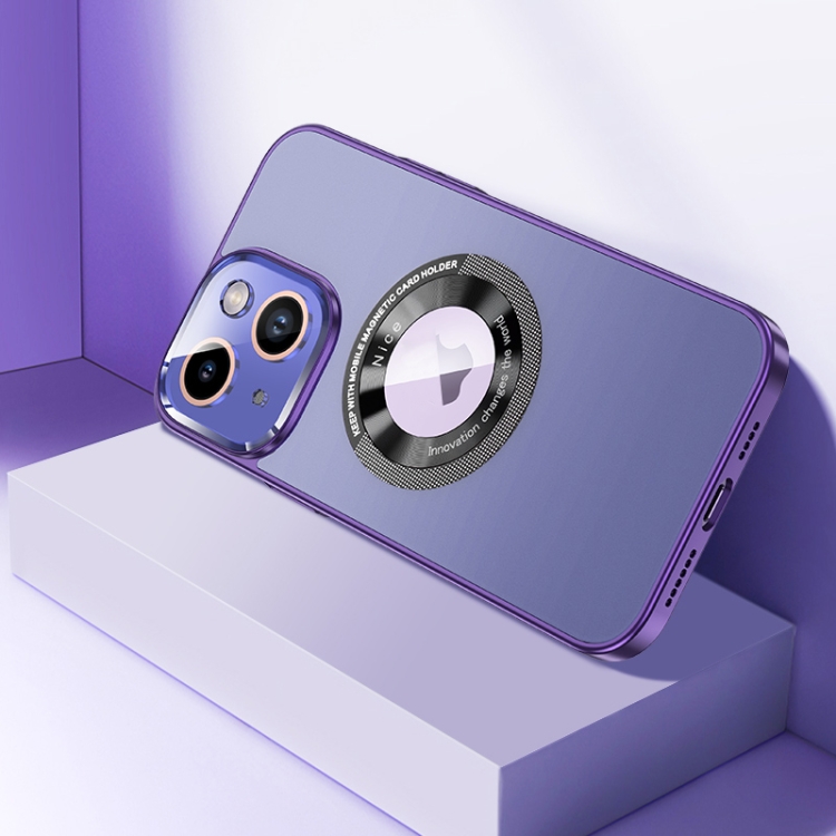 

For iPhone 14 Plus CD Texture MagSafe Magnetic Phone Case(Dark Purple)