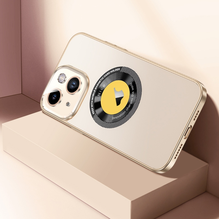 

For iPhone 14 Plus CD Texture MagSafe Magnetic Phone Case(Champagne Gold)