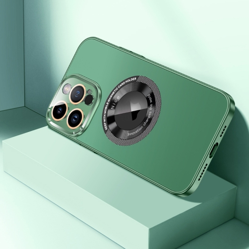 

For iPhone 12 Pro Max CD Texture MagSafe Magnetic Phone Case(Dark Green)