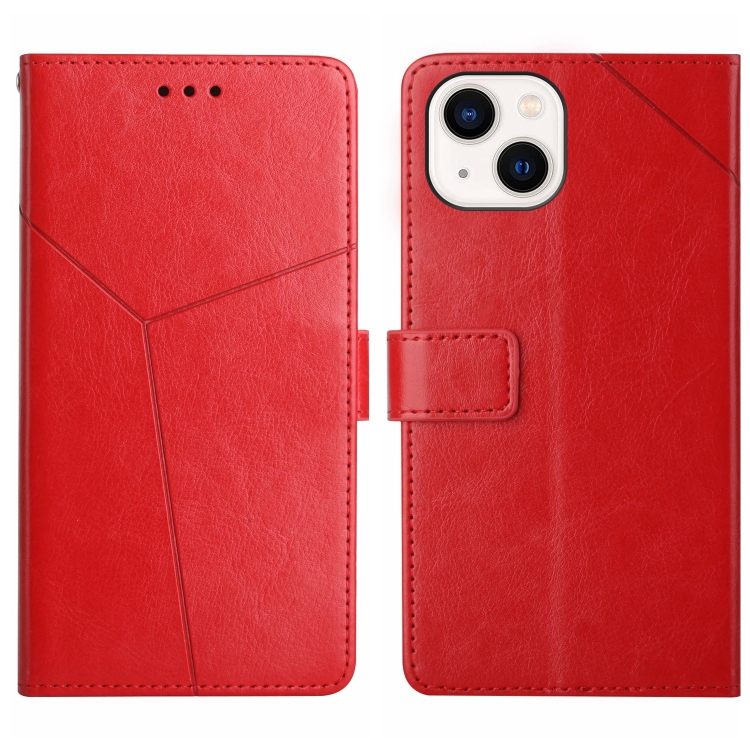 

For iPhone 15 HT01 Y-shaped Pattern Flip Leather Phone Case(Red)