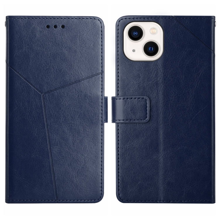 

For iPhone 15 HT01 Y-shaped Pattern Flip Leather Phone Case(Blue)
