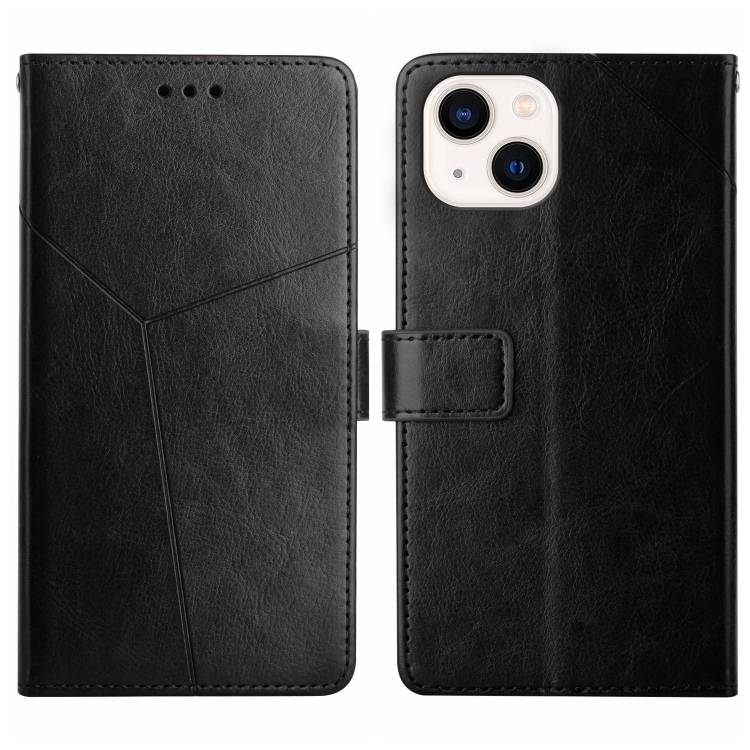 

For iPhone 15 HT01 Y-shaped Pattern Flip Leather Phone Case(Black)