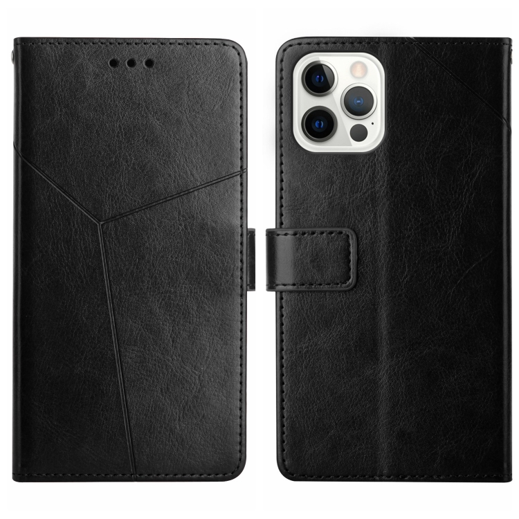 

For iPhone 15 Pro HT01 Y-shaped Pattern Flip Leather Phone Case(Black)