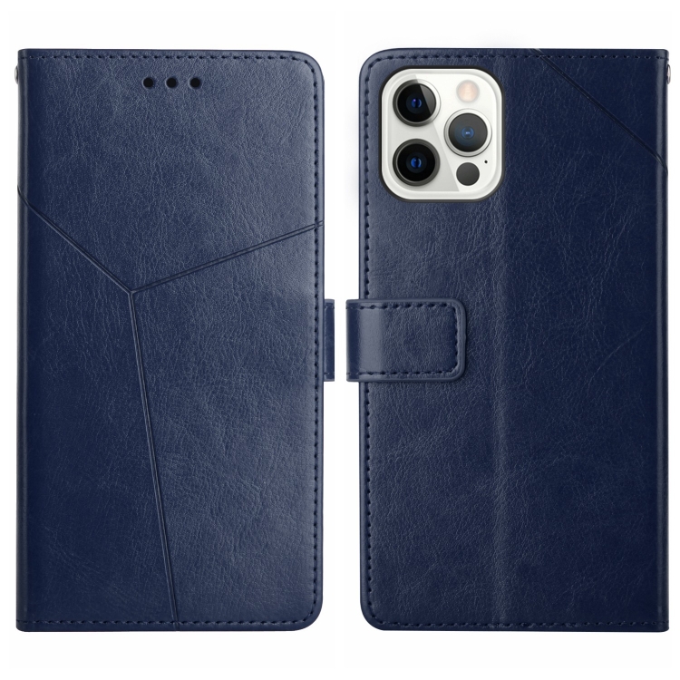 

For iPhone 15 Pro Max HT01 Y-shaped Pattern Flip Leather Phone Case(Blue)
