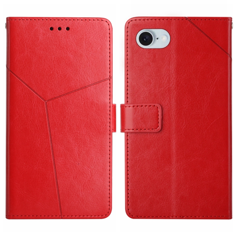 

For iPhone SE 2024 HT01 Y-shaped Pattern Flip Leather Phone Case(Red)