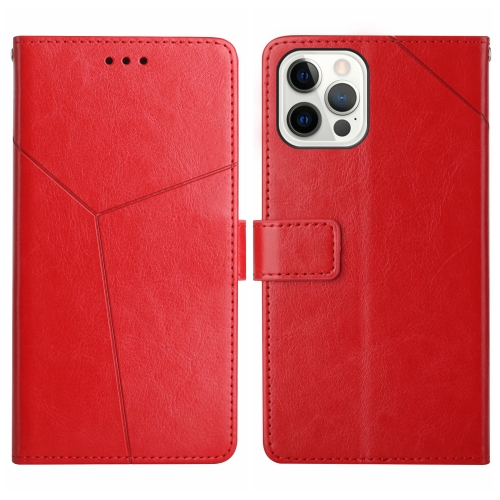 For iPhone 16 Pro Max HT01 Y-shaped Pattern Flip Leather Phone Case(Red)