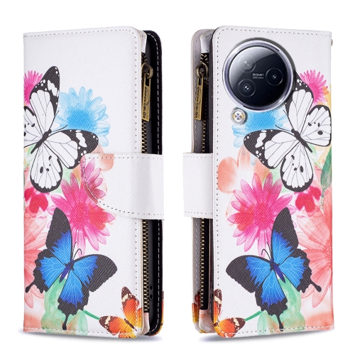 

For Xiaomi Civi 3 5G Colored Drawing Pattern Zipper Leather Phone Case(Two Butterflies)