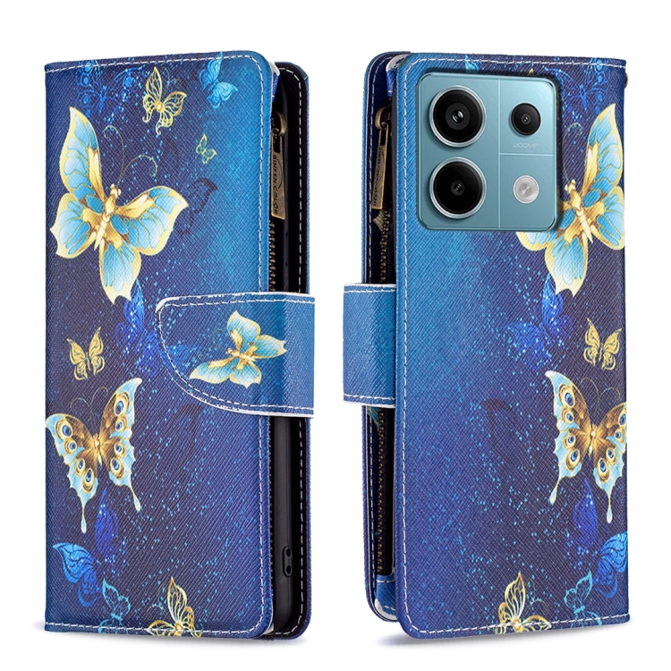 

For Xiaomi Redmi Note 13 Pro 5G Colored Drawing Pattern Zipper Leather Phone Case(Big Butterfly)
