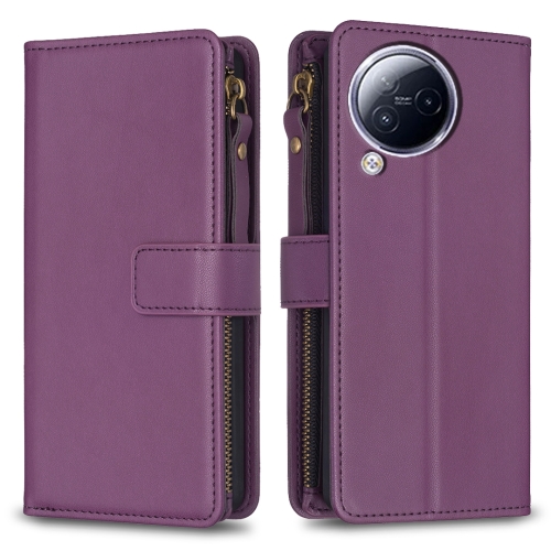 

For Xiaomi Civi 3 5G 9 Card Slots Zipper Wallet Leather Flip Phone Case(Dark Purple)