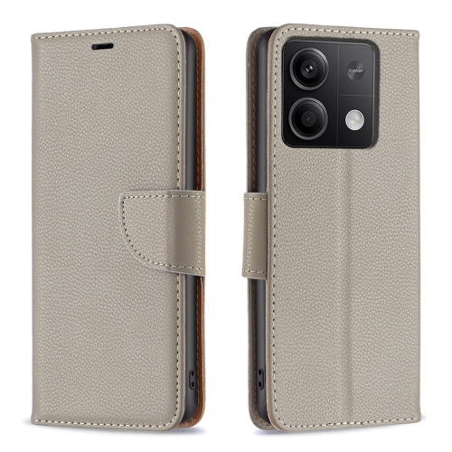 

For Xiaomi Redmi Note 13 4G Global Litchi Texture Pure Color Leather Phone Case(Grey)