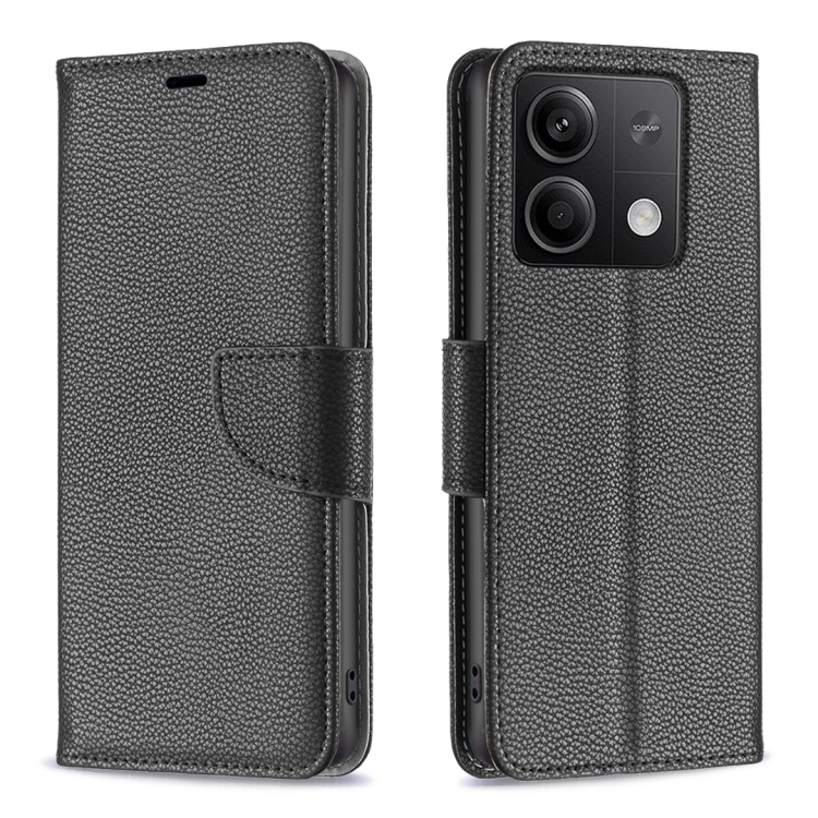 

For Xiaomi Redmi Note 13 4G Global Litchi Texture Pure Color Leather Phone Case(Black)