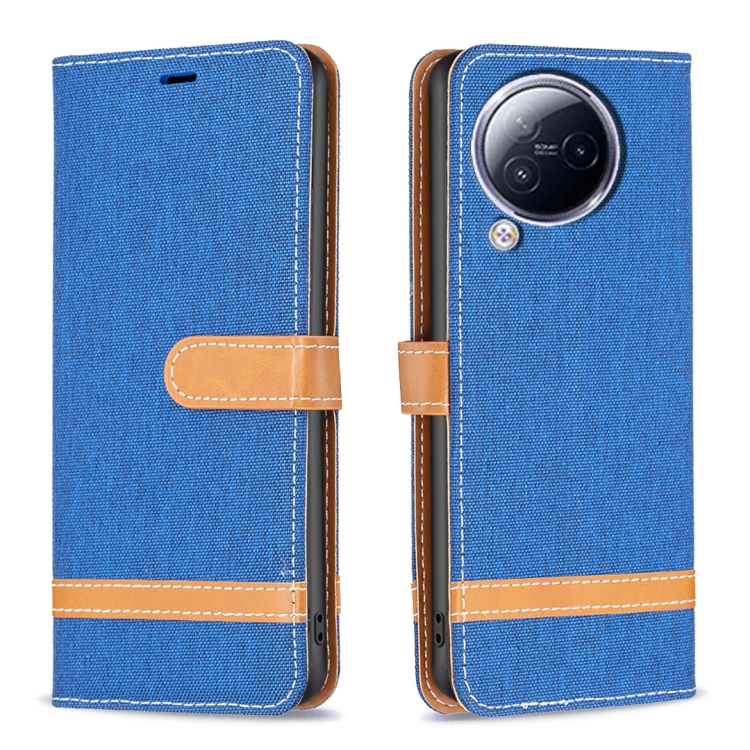 

For Xiaomi Civi 3 5G Color Block Denim Texture Leather Phone Case(Royal Blue)