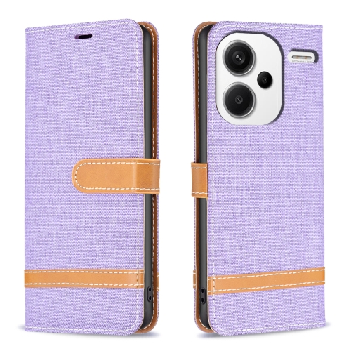 

For Xiaomi Redmi Note 13 Pro+ 5G Color Block Denim Texture Leather Phone Case(Purple)