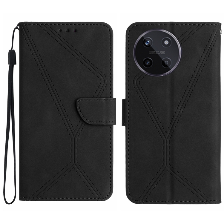 

For Realme 11 4G Global Stitching Embossed Leather Phone Case(Black)