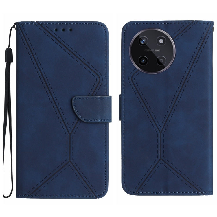 

For Realme 11 4G Global Stitching Embossed Leather Phone Case(Blue)