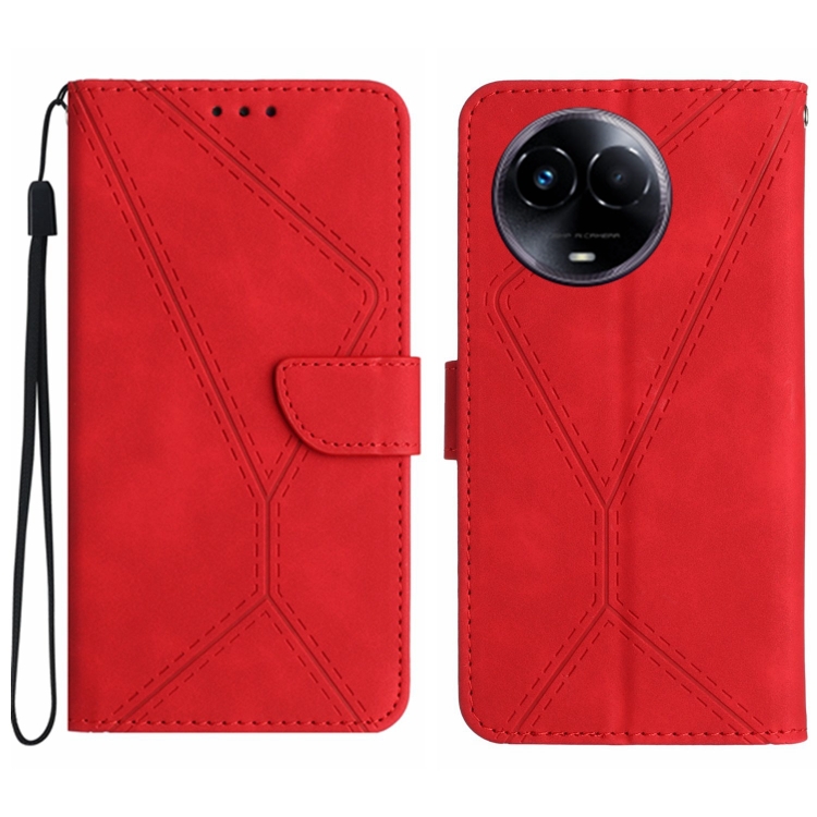

For Realme 11 5G Global Stitching Embossed Leather Phone Case(Red)