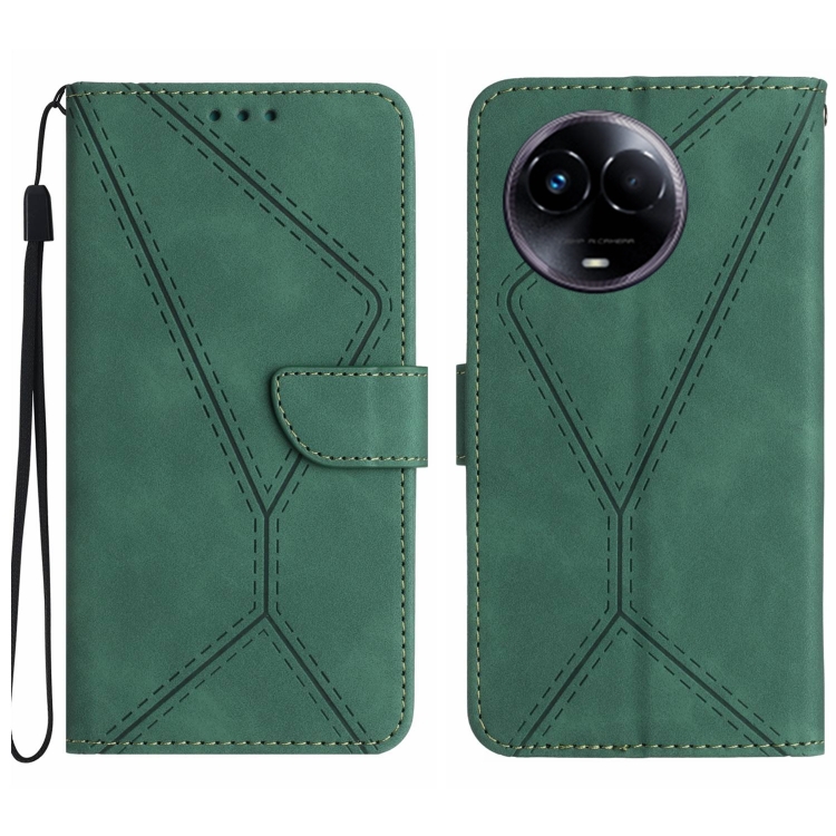 

For Realme 11 5G Global Stitching Embossed Leather Phone Case(Green)