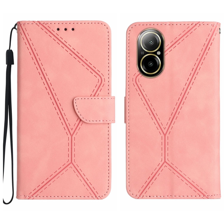 

For Realme C67 4G Stitching Embossed Leather Phone Case(Pink)