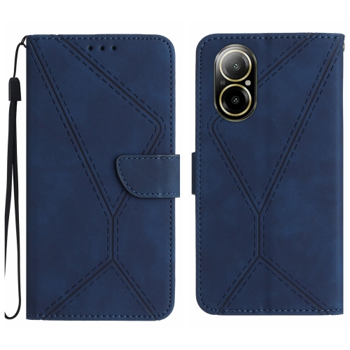 

For Realme C67 4G Stitching Embossed Leather Phone Case(Blue)