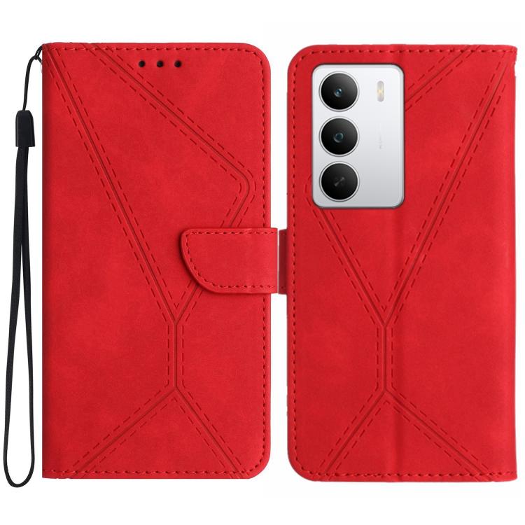 

For Realme C75 5G Stitching Embossed Leather Phone Case(Red)