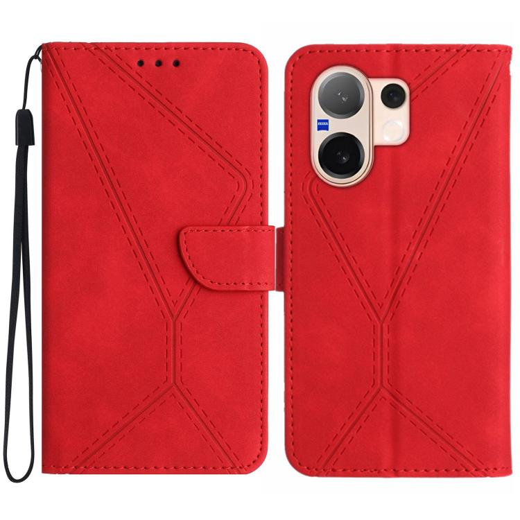 

For vivo V60 5G Stitching Embossed Leather Phone Case(Red)