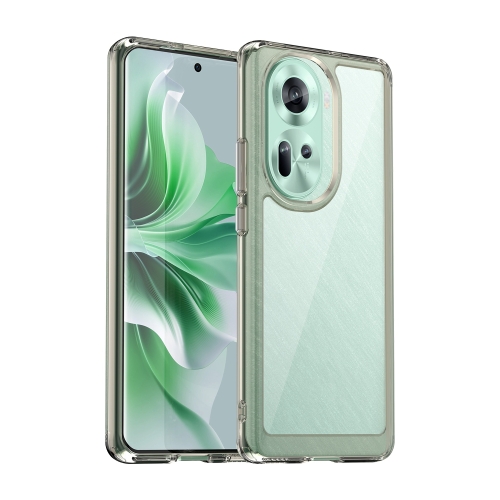 

For OPPO Reno11 Global Colorful Series Acrylic Hybrid TPU Phone Case(Transparent Grey)