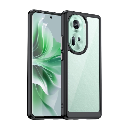 

For OPPO Reno11 Global Colorful Series Acrylic Hybrid TPU Phone Case(Black)