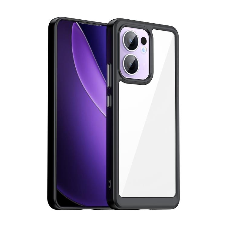

For OPPO Reno13 F Colorful Series Acrylic Hybrid TPU Phone Case(Black)