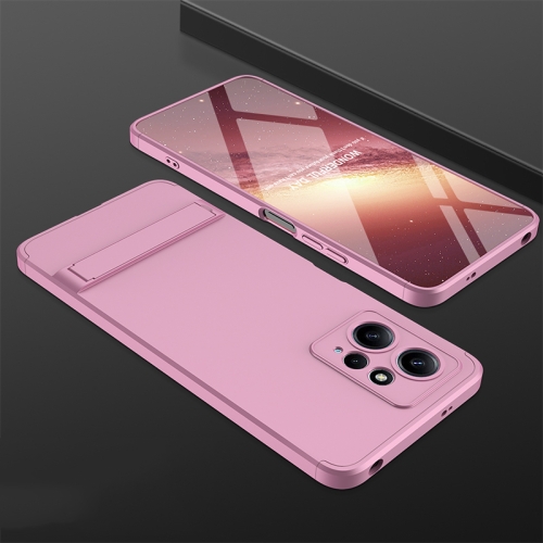 For Xiaomi Redmi Note 12 4G GKK Three Stage Splicing Full Coverage PC Phone Case with Stand(Rose Gold) new torch to rose magic tricks magician close up stage illusions gimmick mentalism prop easy to do flaming torch to flower magia