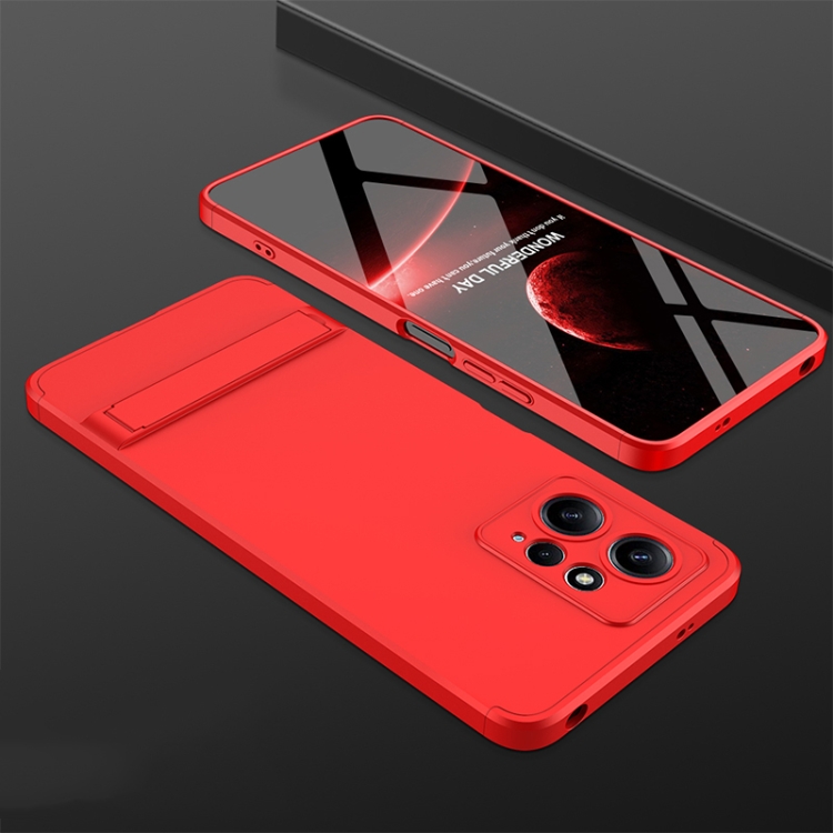 

For Xiaomi Redmi Note 12 4G GKK Three Stage Splicing Full Coverage PC Phone Case with Stand(Red)