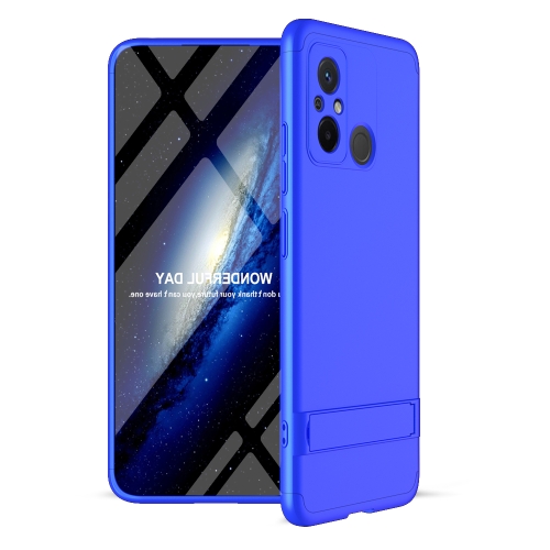 For Xiaomi Poco X5 GKK Three Stage Splicing Full Coverage PC Phone Case with Stand(Blue) iblancod k84 84 keys three mode mechanical keyboard bt5 0 2 4g wired connection pbt keycaps blue gateron red switches