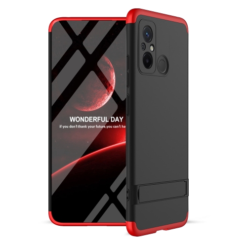 

For Xiaomi Poco X5 GKK Three Stage Splicing Full Coverage PC Phone Case with Stand(Black Red)