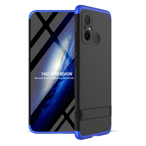 

For Xiaomi Poco X5 GKK Three Stage Splicing Full Coverage PC Phone Case with Stand(Black Blue)